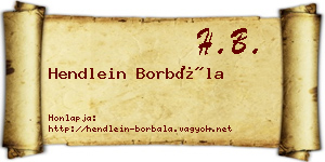Hendlein Borbála névjegykártya